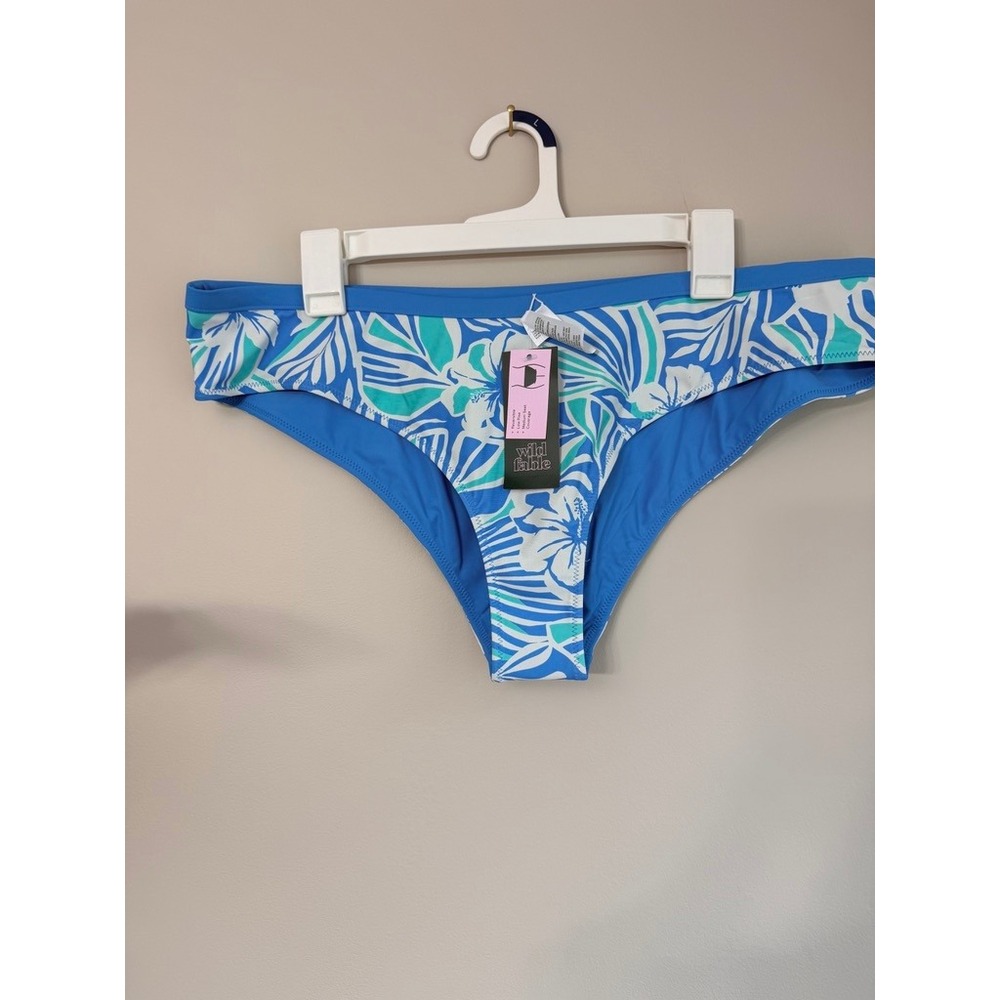 Wild Fable Bikini Set Women Large Blue Teal Floral Reversible 2 Piece NWT